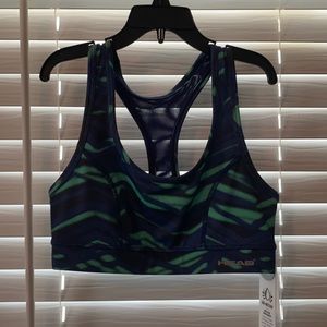 HEAD Women's Navy & Green Printed Racerback Sports Bra